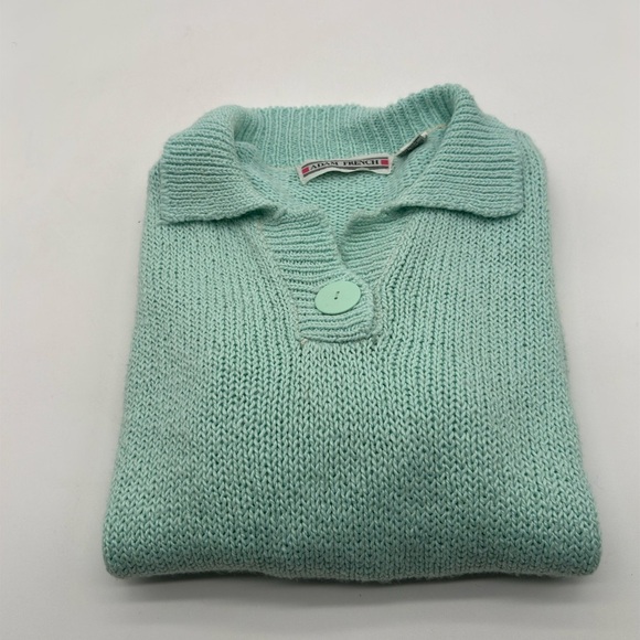 Adam French Mint Green Knit Polo Collar Sweater Top Women's Size Large Acrylic - Picture 9 of 12